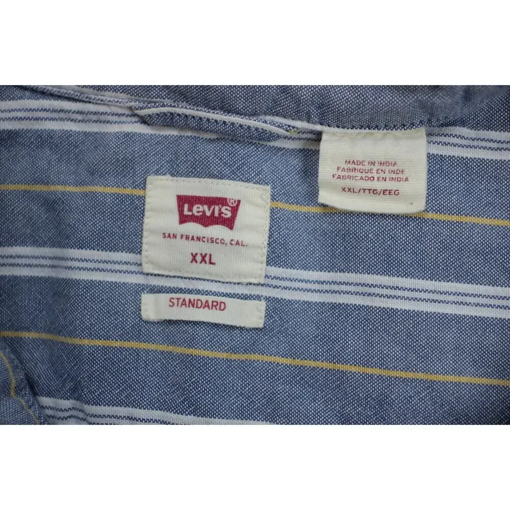 Levis Shirt‎ Mens XXL Striped 100% Cotton Standard Long Sleeve Button Up Red Tab